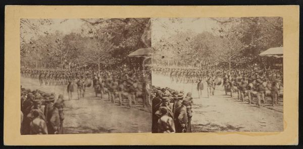 Unidentified Regiment Passes Presidential Reviewing Stand, Grand Review of the Armies, 23-24 May 1864. (Matthew Brady, Library of Congress, public domain)
