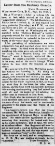 Henry Wharton's Camp Kalorama Letter 22 Sep 1861, Sunbury American, 28 Sep 1861