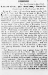 Henry D. Wharton's Letter Home, 11 February 1863, part 1 (Sunbury American, 7 March 1863)