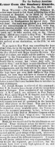 Henry D. Wharton's Letter Home, 2 March 1863, part 1 (Sunbury American, 21 March 1863)