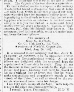 Henry D. Wharton's Letter Home, 3 May 1863, part 3 (Sunbury American, 30 May1863)