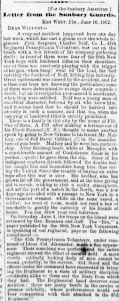 Death of Charles Nolf, 47th Pennsylvania Volunteers, I Co. (recounted by Henry D. Wharton 16 June 1862 for Sunbury American, 5 July 1862)