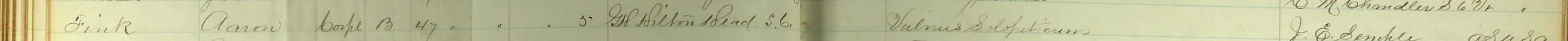 This entry in the U.S. Register of Deaths of U.S. Volunteer Soldiers confirms the 5 November 1862 death from gunshot wounds of Corporal Aaron Fink, 47th Pennsylvania Volunteers (public domain; click twice to enlarge).