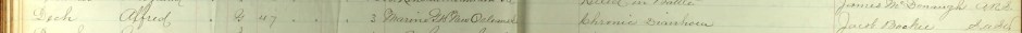 Death of Private Alfred Dech, Co. G, 47th PA Volunteers, 3 June 1864, New Orleans, Louisiana (Registers of Deaths of U.S. Volunteer Soldiers, public domain).