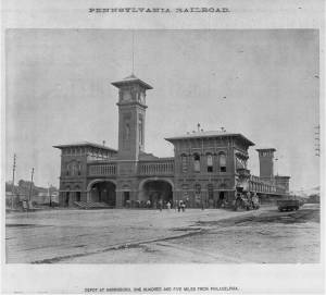 Pennsylvania Railroad Depot, Harrisburg, PA, c. 1874 (U.S. Library of Congress, public domain).