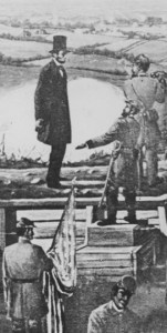 Pres. Abraham Lincoln at Fort Stevens, July 1864 (public domain illustration).