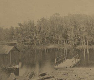 Moving Logs via Raft, Bayou Lacombe, St. Tammany Parish, LA (c. 1890s, State Library of Louisiana, public domain).