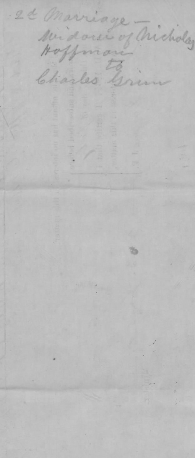 Rev. Frisch's 1867 Attestations to the 1855 Marriage of Nicholas Hoffman and Elizabeth Goodyear and the Births of Their Children, cover sheet (U.S. Civil War Pension File of Elizabeth Hoffman, U.S. National Archives and Records Administration, public domain).